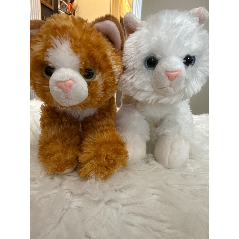 Aurora World Plush Kitten Set White Blue Eyes Ginger Orange Tabby Cat 6 Inch
